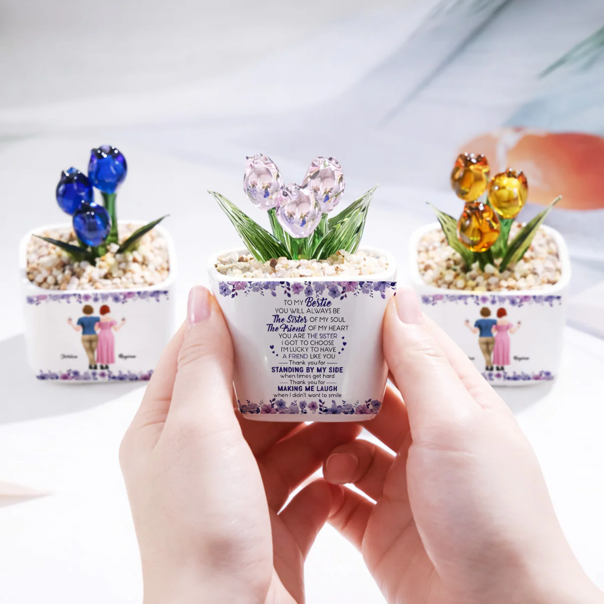Sister Of My Soul - Personalized Custom Glass Everlasting Tulips - Image 2