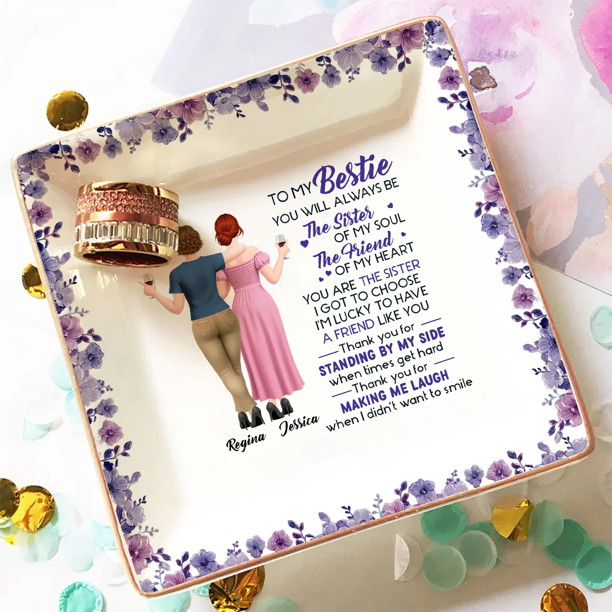 Sister Of My Soul - Personalized Custom Jewelry Dish - Image 2