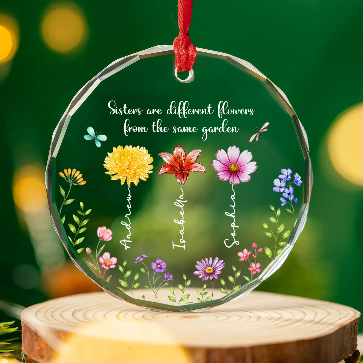 Sisterhood Sparkles - Personalized Custom Glass Ornament - Image 3