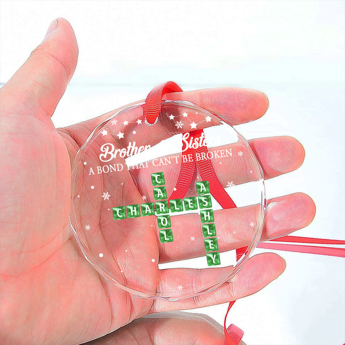 Sisters And Brothers A Bond That Can Not Broken - Personalized Custom Glass Ornament - Image 4