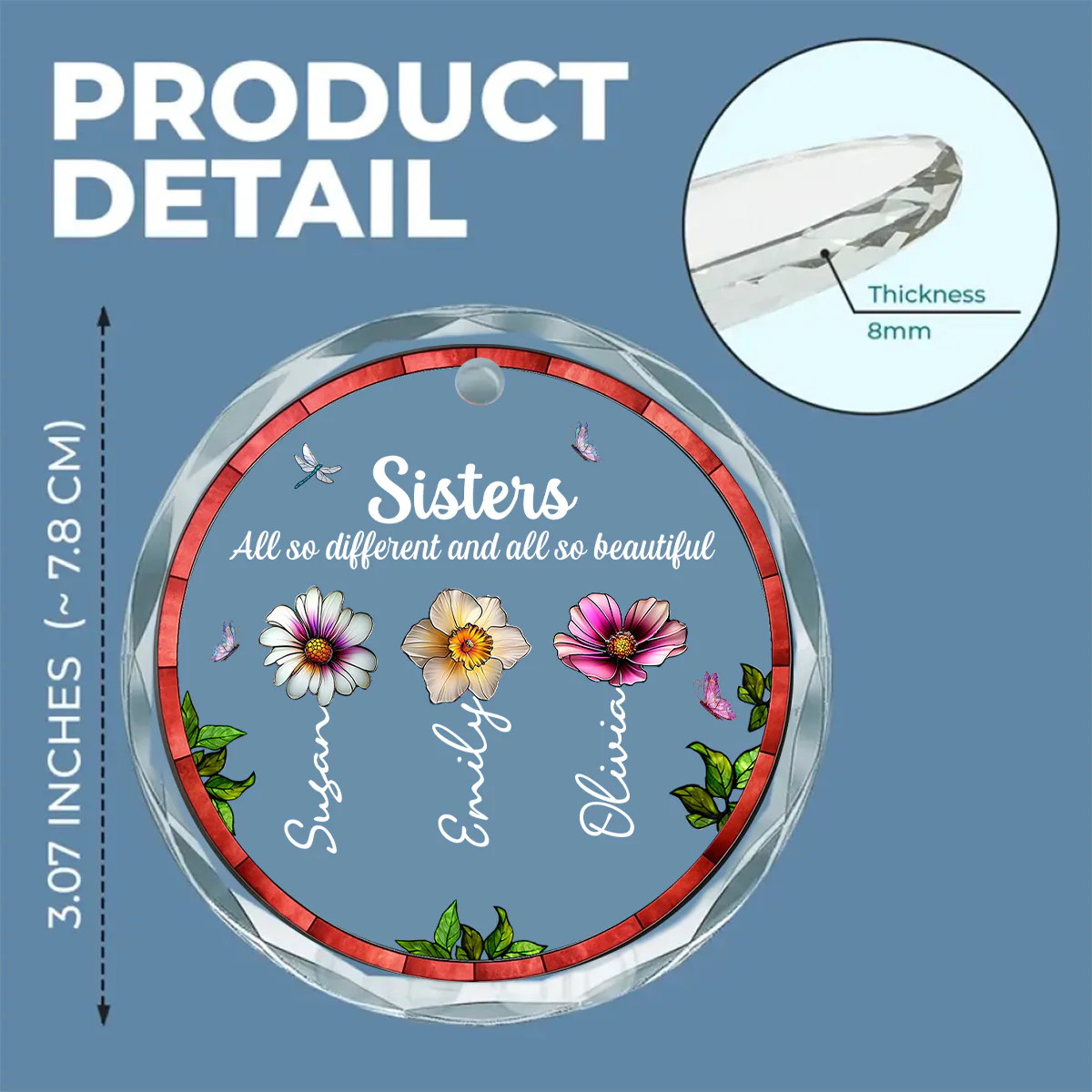 Sisters Are All So Beautiful - Personalized Custom Glass Ornament - Image 5