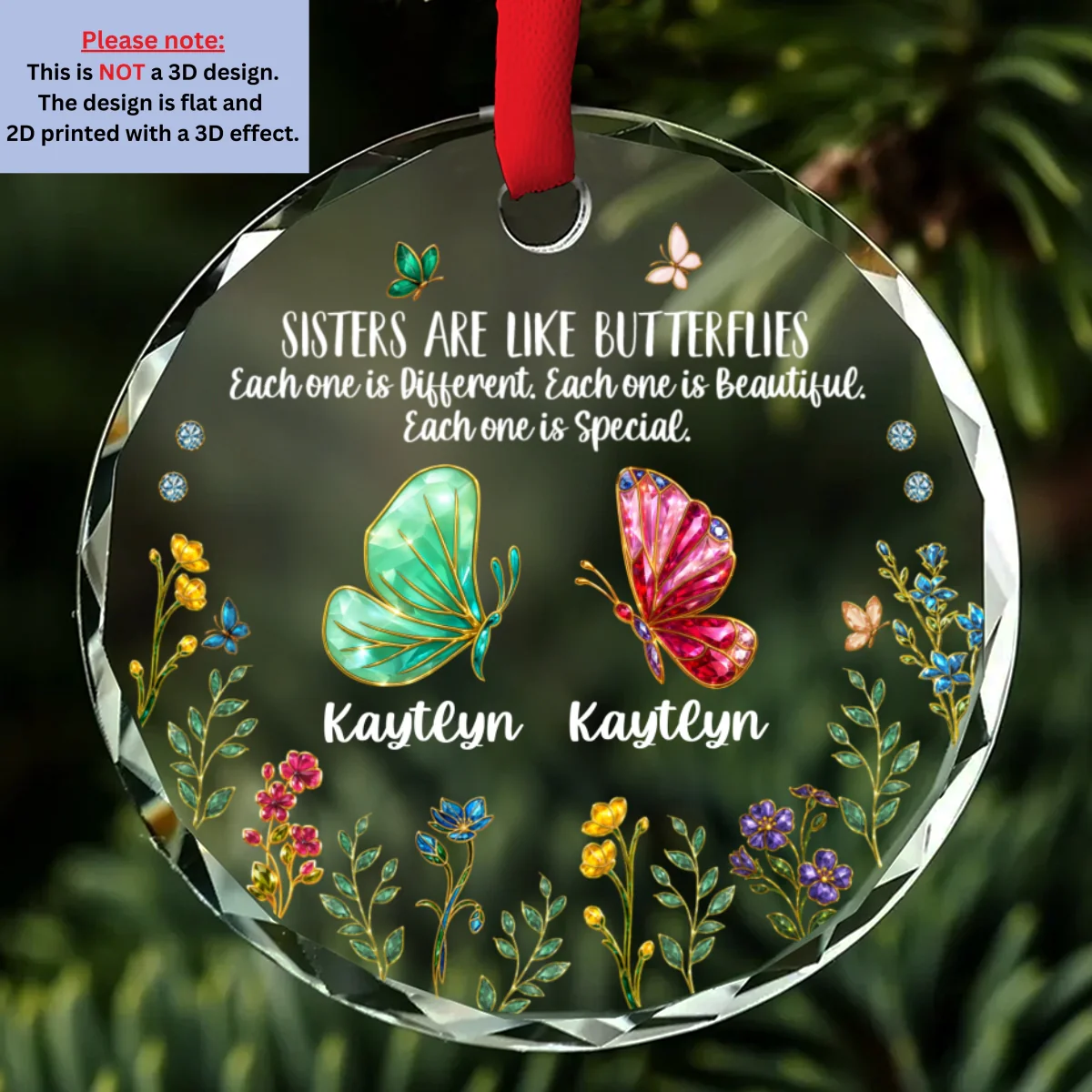 Sisters Are Butterflies Of Love - Personalized Custom Glass Ornament - Image 7