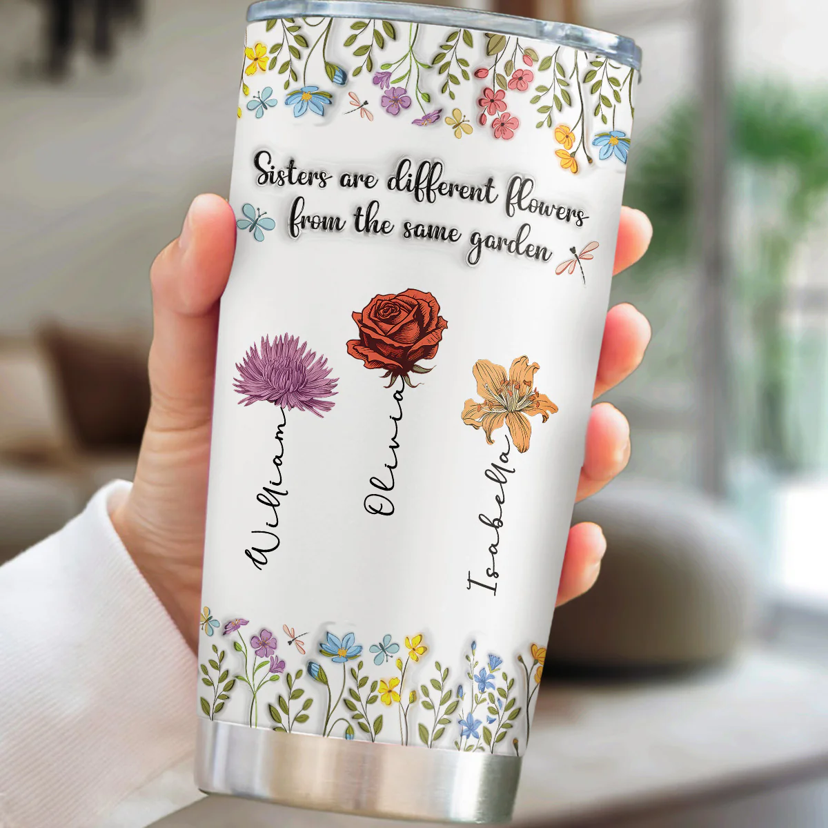 Sisters Are Different Flowers From The Same Garden - Personalized Custom 3D Inflated Effect Tumbler - Image 5