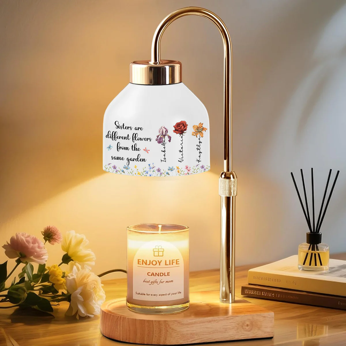 Sisters Are Different Flowers From The Same Garden - Personalized Custom Candle Warmer Lamp - Image 2