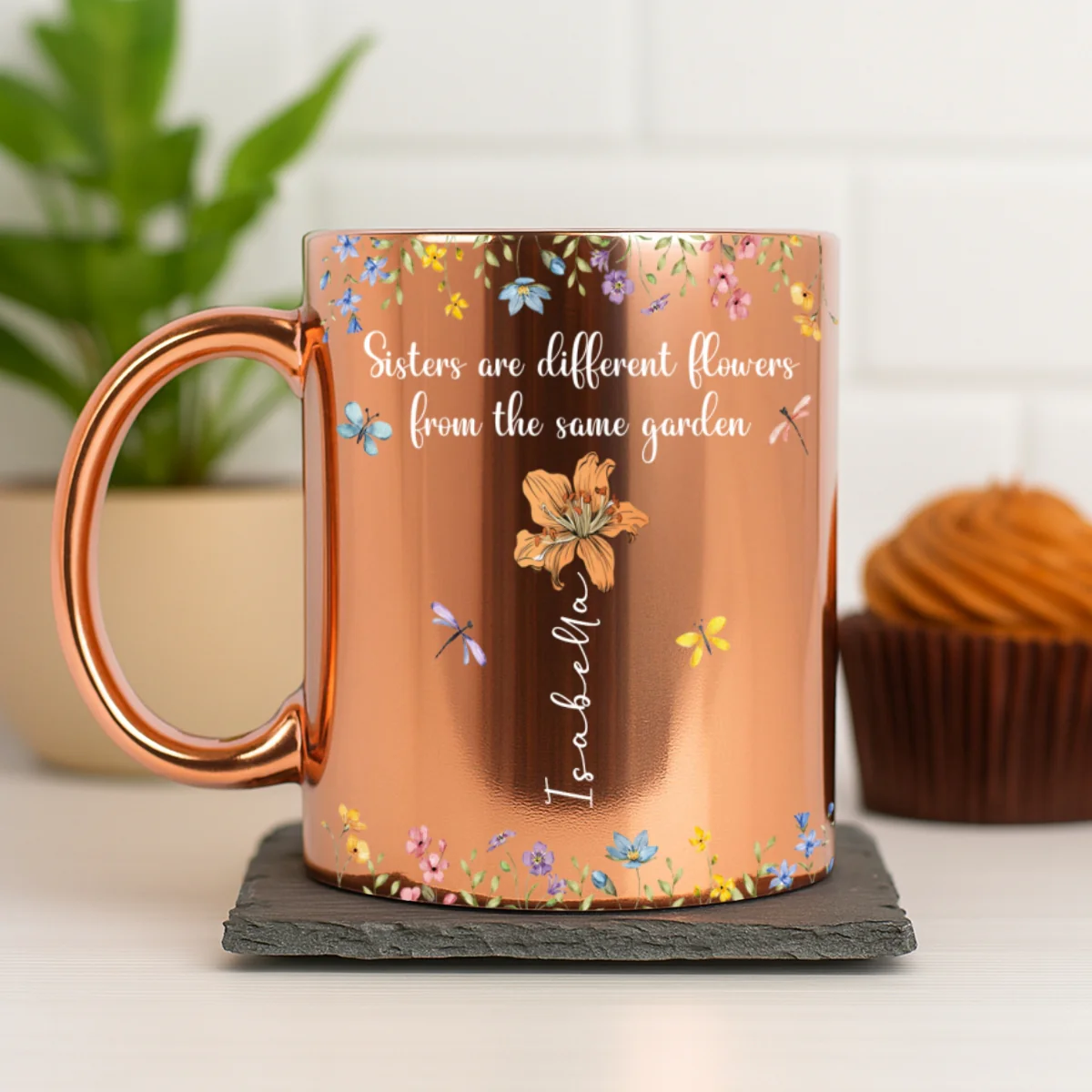 Sisters Are Different Flowers From The Same Garden - Personalized Custom Metallic Mug - Image 7