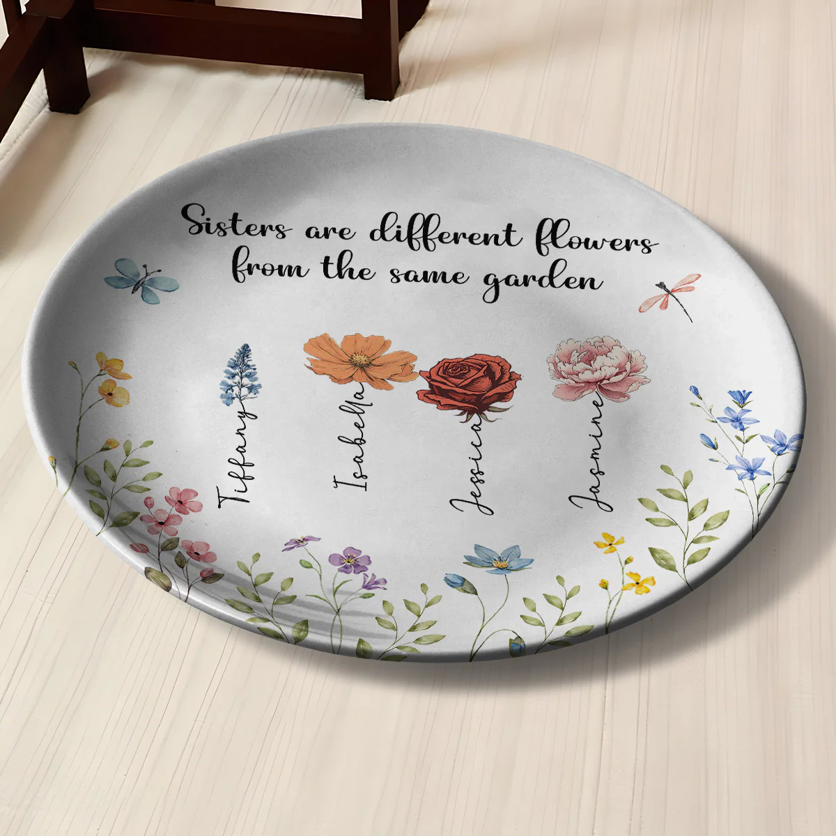 Sisters Are Different Flowers From The Same Garden - Personalized Custom Plate - Image 2