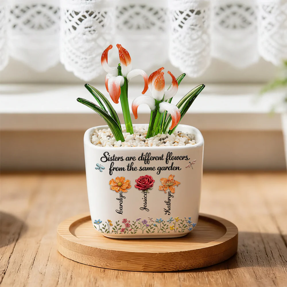 Sisters Are Different Flowers - Personalized Custom Glass Birth Month Flower - Image 3