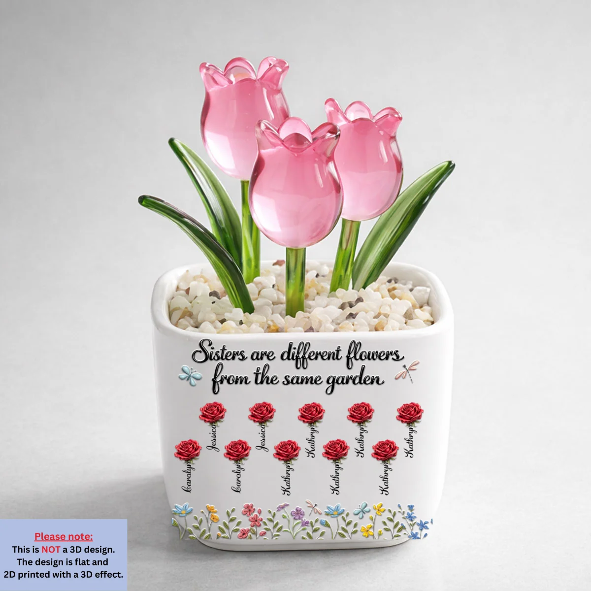 Sisters Are Different Flowers - Personalized Custom Glass Everlasting Tulips - Image 10