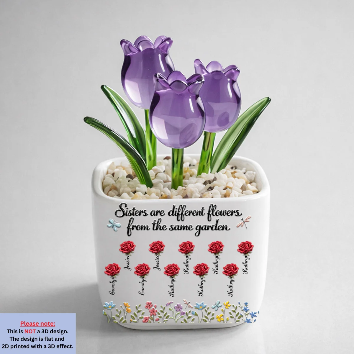 Sisters Are Different Flowers - Personalized Custom Glass Everlasting Tulips - Image 11