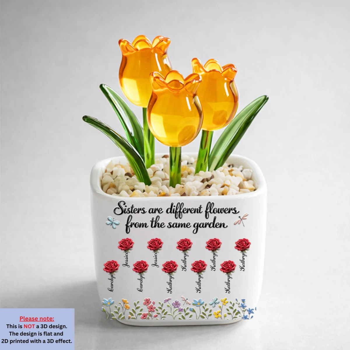 Sisters Are Different Flowers - Personalized Custom Glass Everlasting Tulips - Image 12