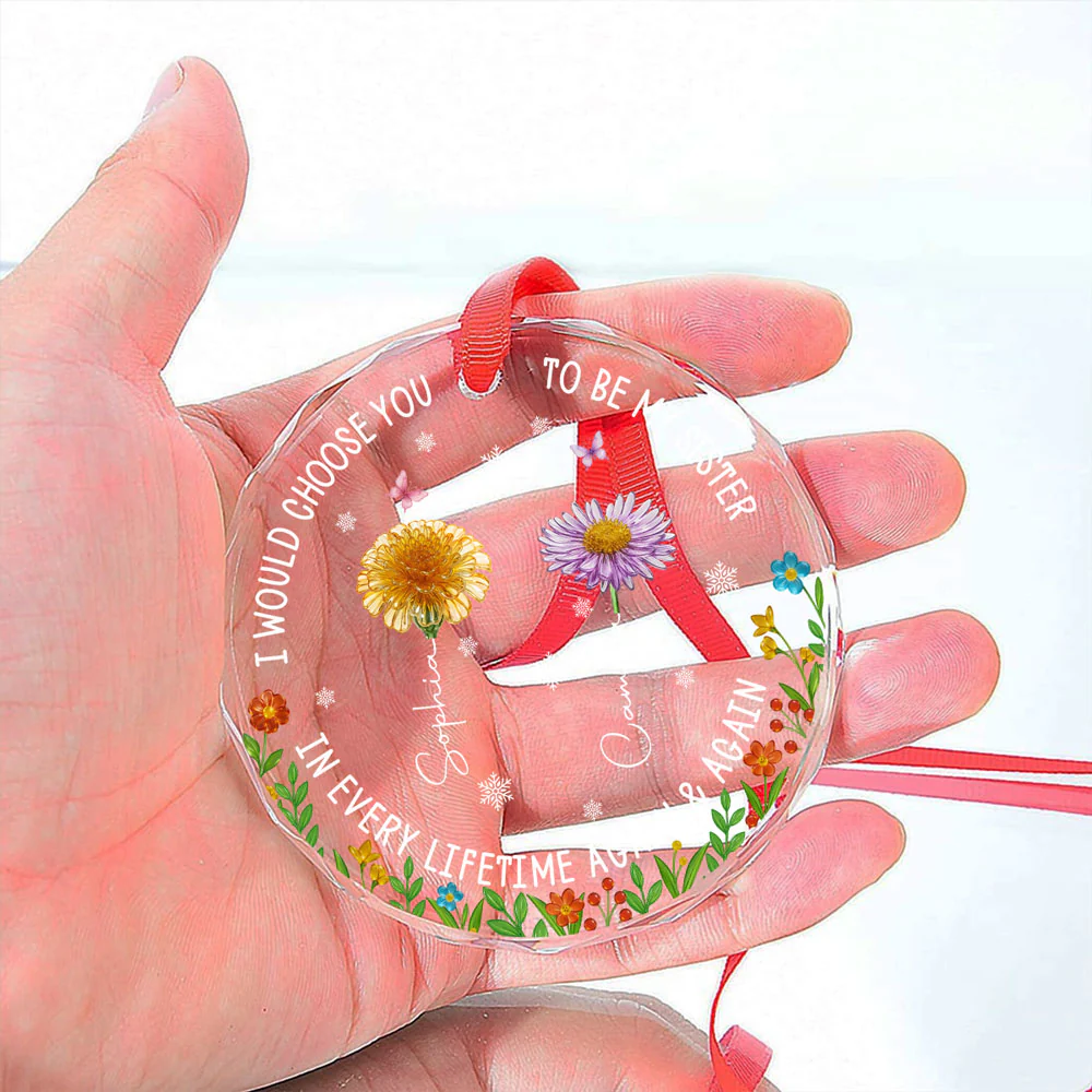 Sisters Are Flowers - Personalized Custom Glass Ornament - Image 4