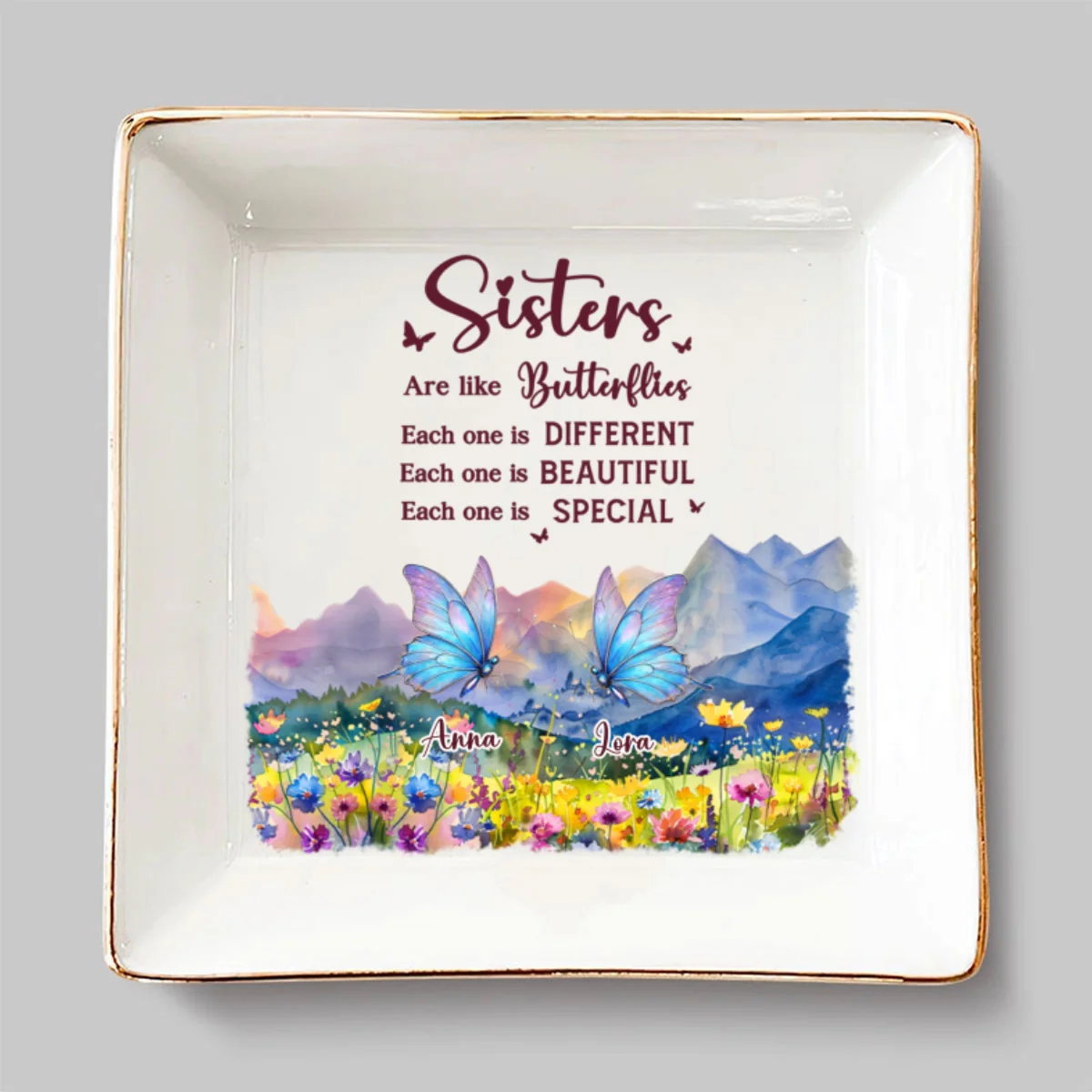 Sisters Are Like Butterflies - Personalized Custom Jewelry Dish - Image 6