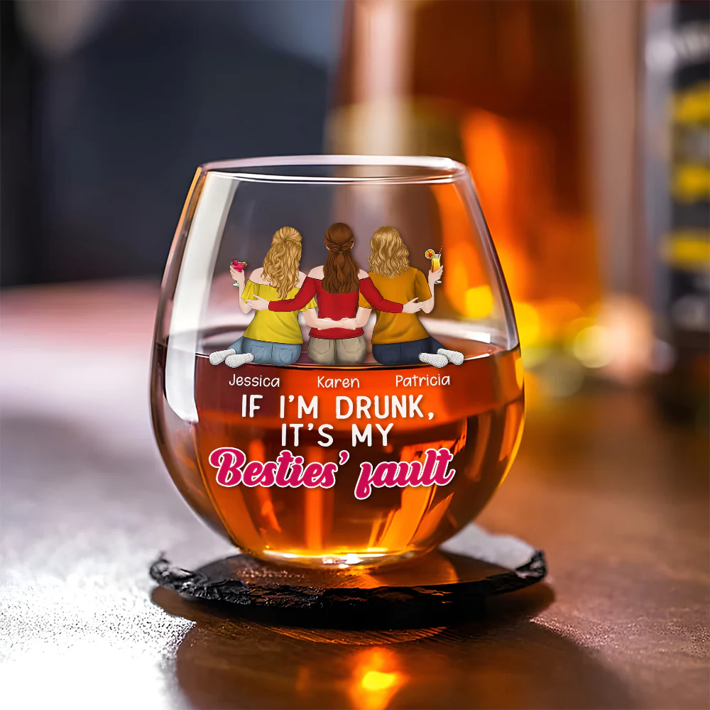 Sisters Fault - Personalized Custom Wine Glass - Image 2