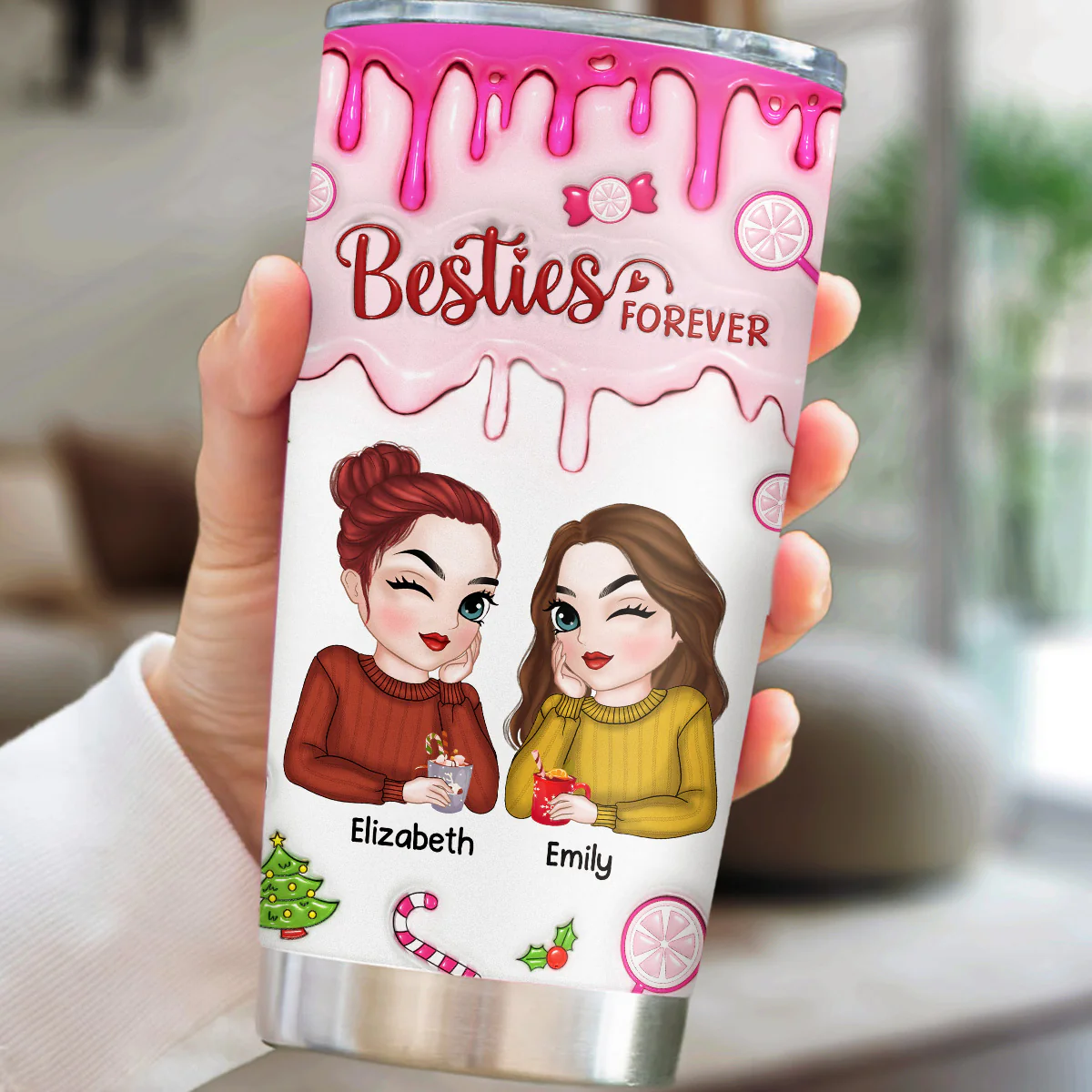 Sisters Forever - Personalized Custom 3D Inflated Effect Tumbler - Image 2