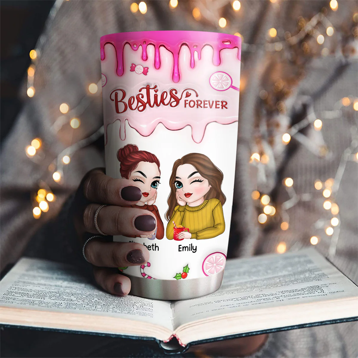 Sisters Forever - Personalized Custom 3D Inflated Effect Tumbler - Image 4
