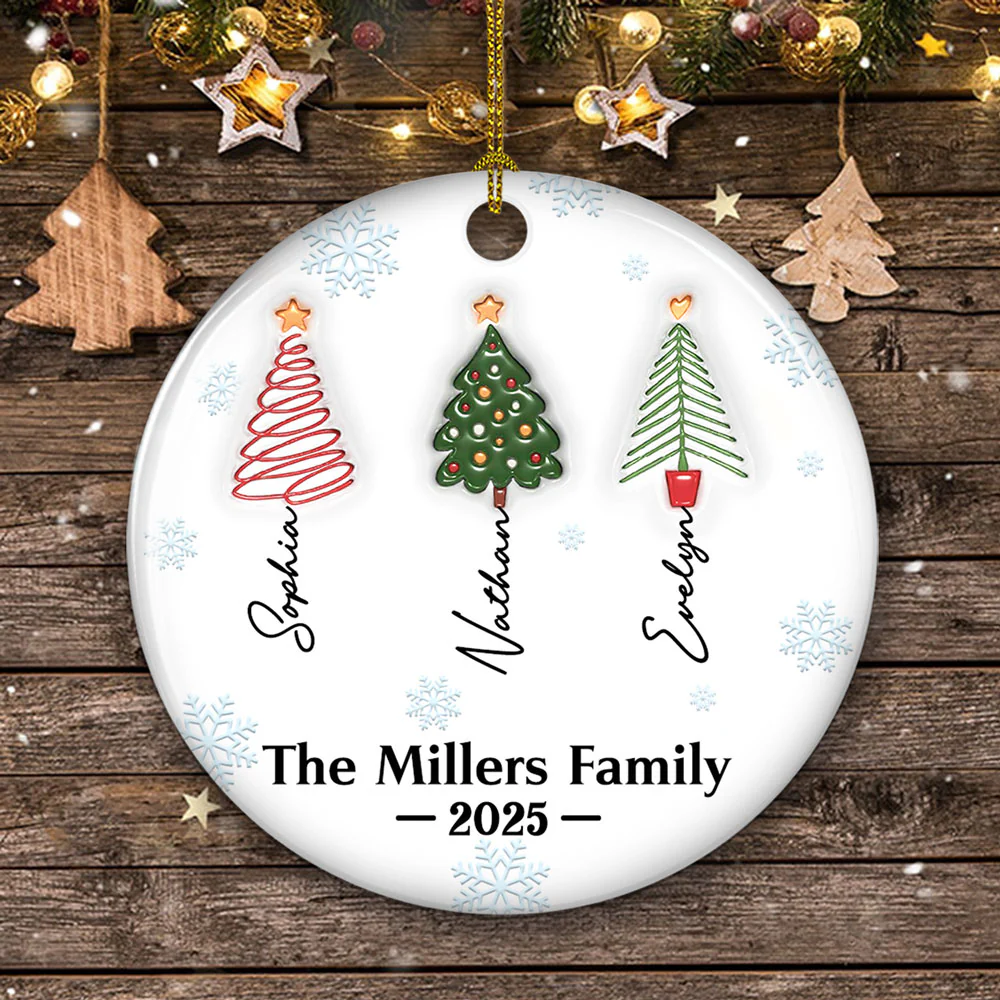Sisters Forever Tree Names - Personalized Custom 3D Inflated Effect Ceramic Ornament - Image 4