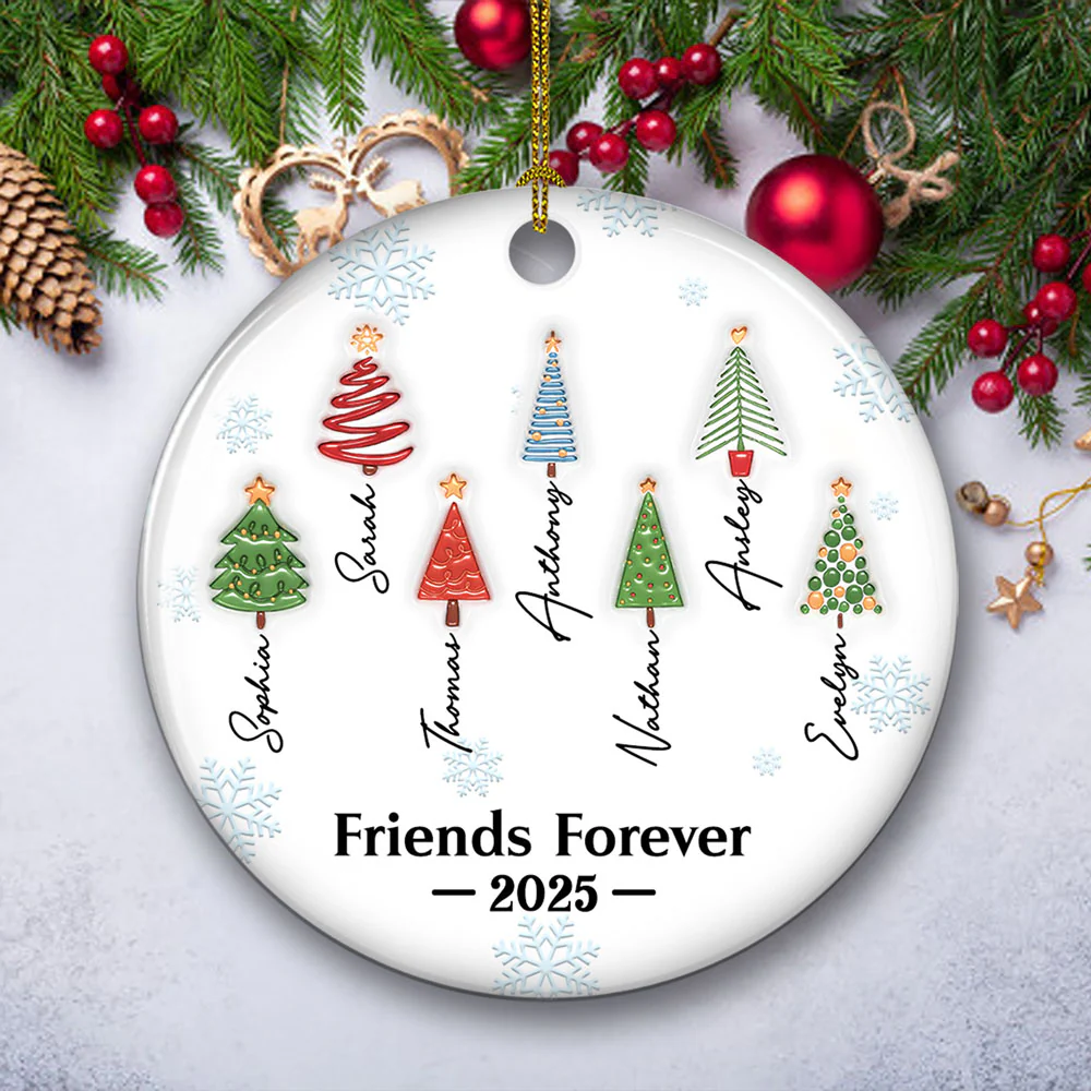Sisters Forever Tree Names - Personalized Custom 3D Inflated Effect Ceramic Ornament - Image 5
