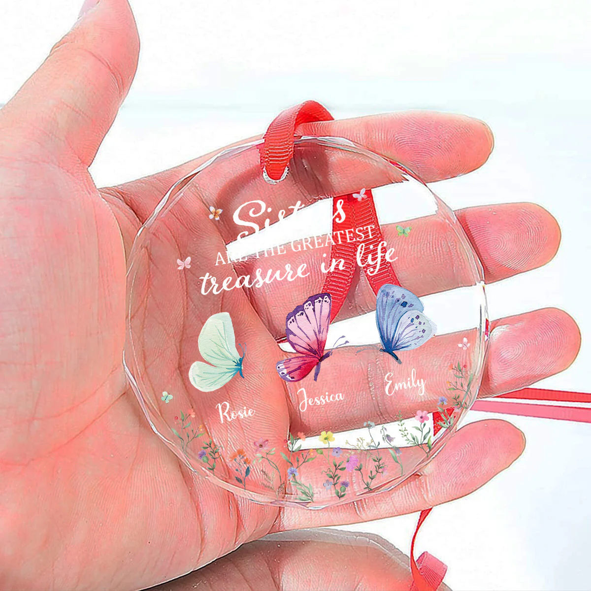 Sisters Make Life More Beautiful - Personalized Custom Glass Ornament - Image 5