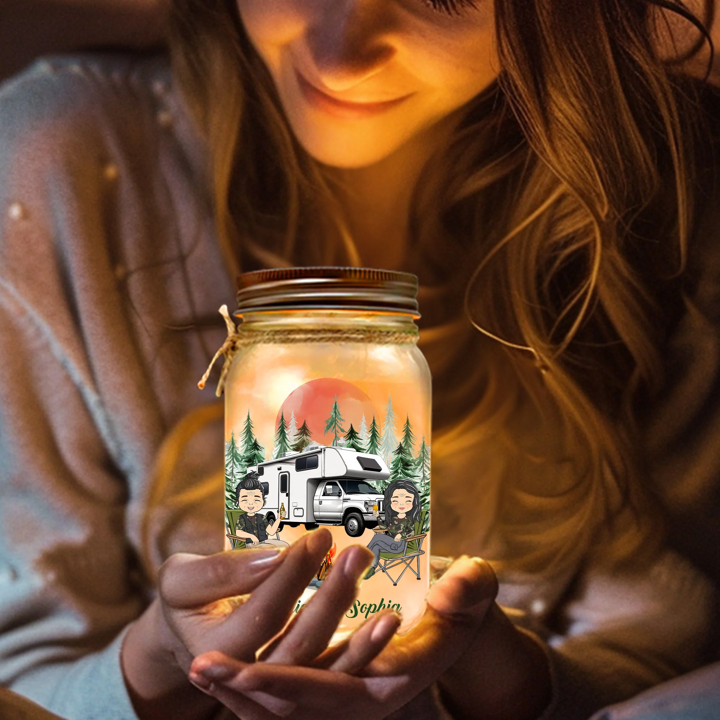 Sit By The Campfire  - Personalized Custom Mason Jar Light - Image 3
