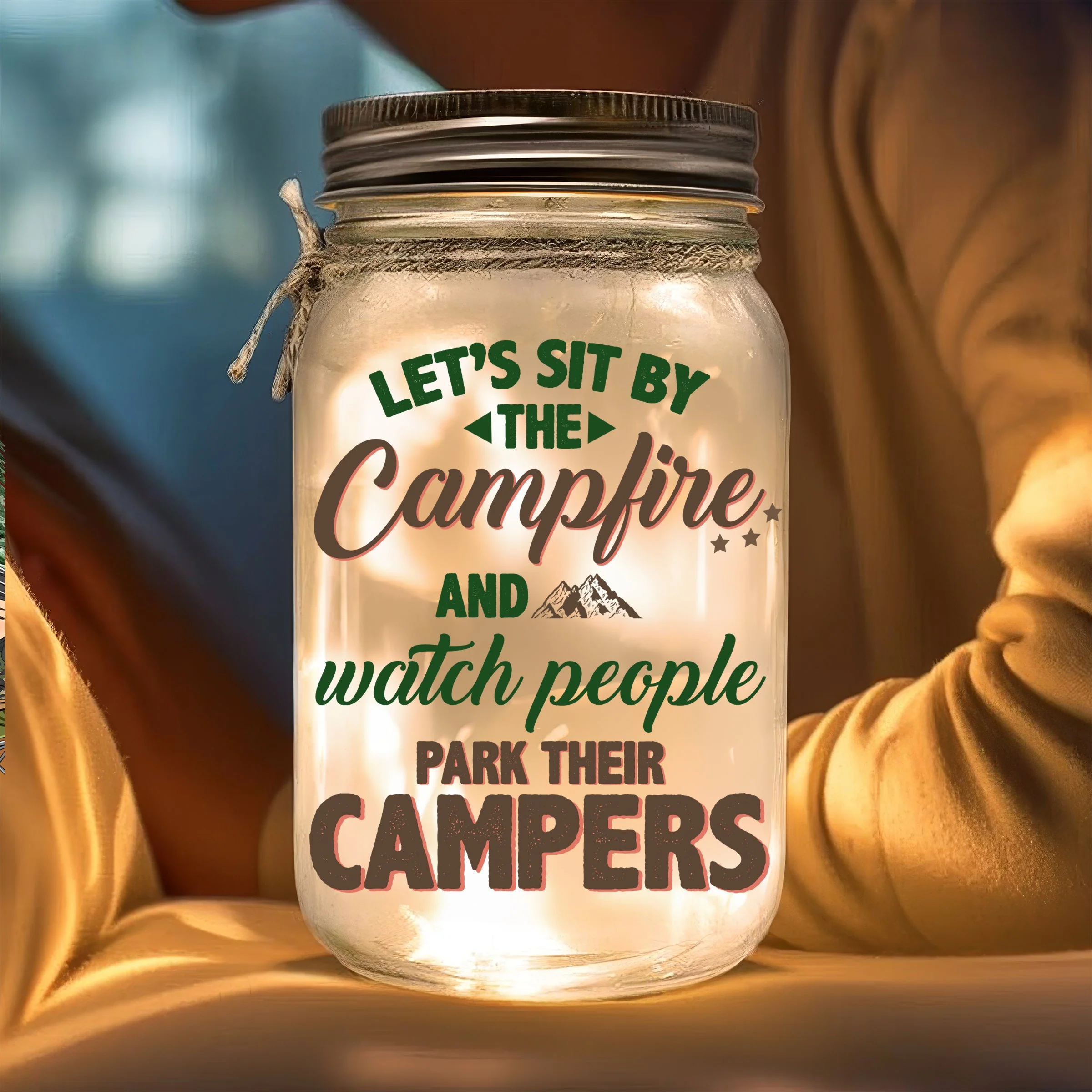 Sit By The Campfire  - Personalized Custom Mason Jar Light - Image 4