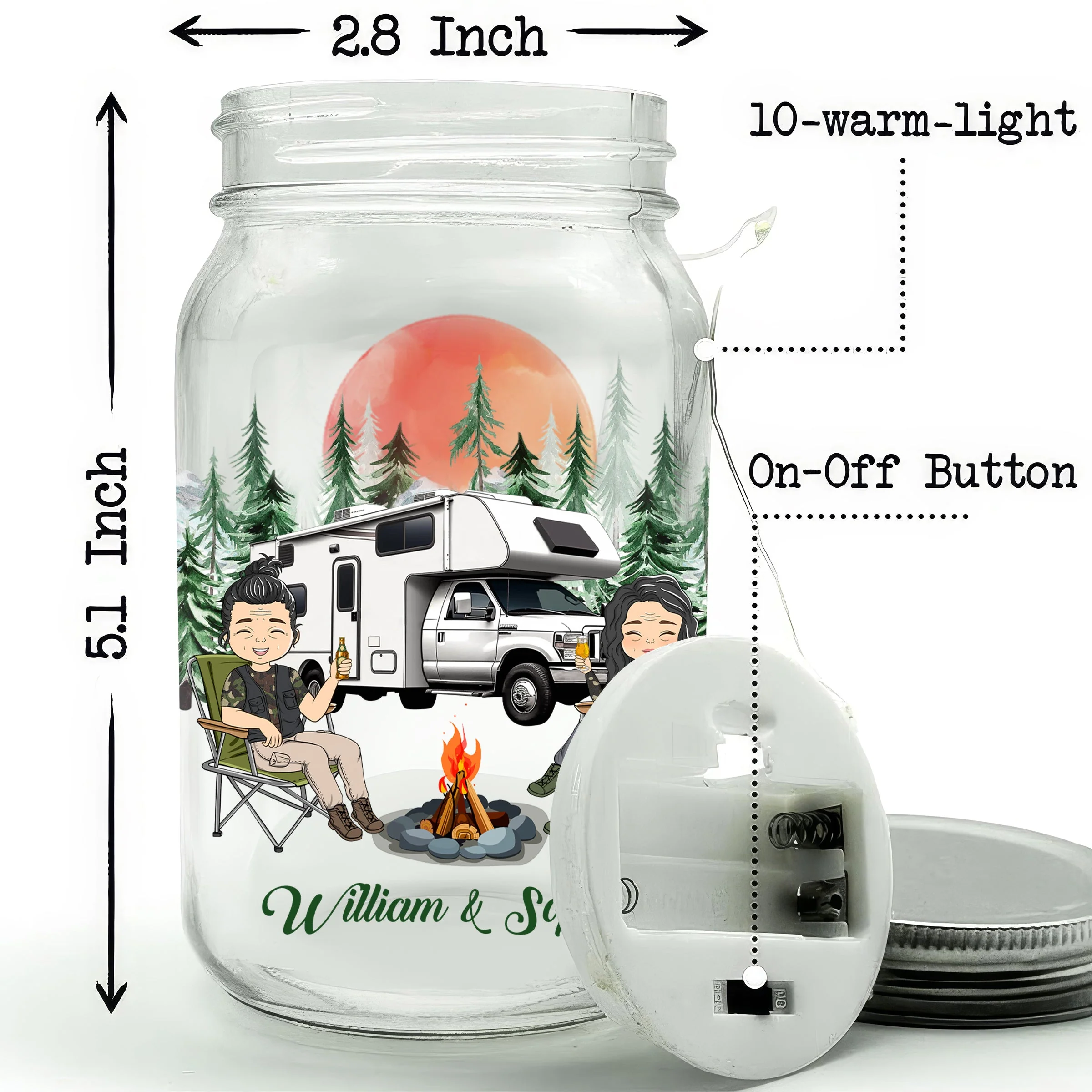 Sit By The Campfire  - Personalized Custom Mason Jar Light - Image 5