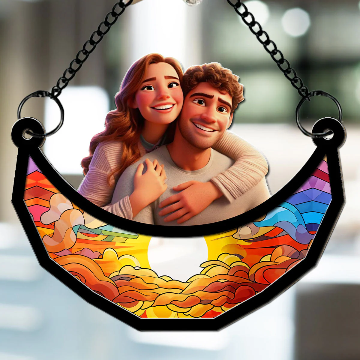 Sitting On The Moon With You - Personalized Custom Suncatcher - Image 4