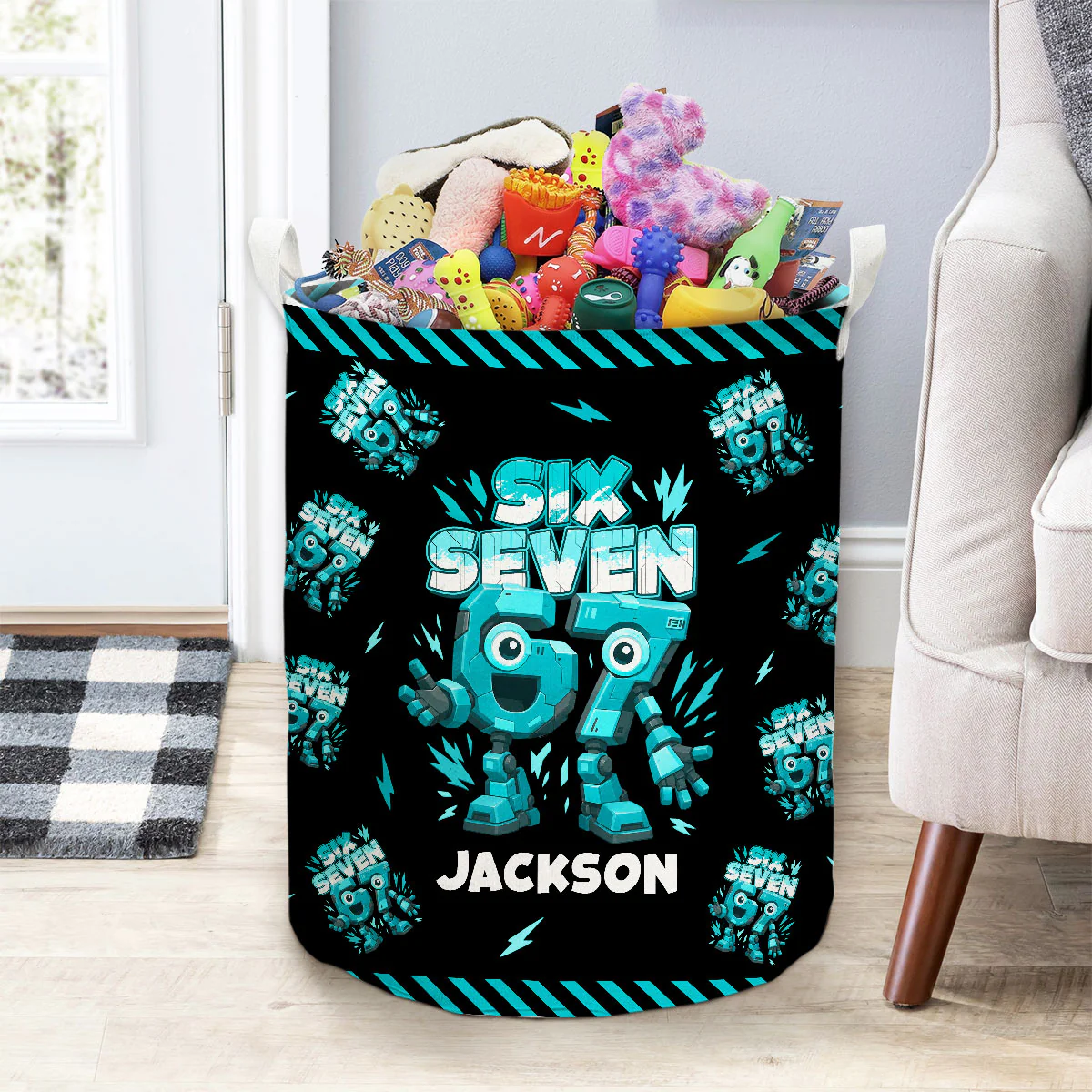 Six Seven - Personalized Custom Laundry Basket - Image 2