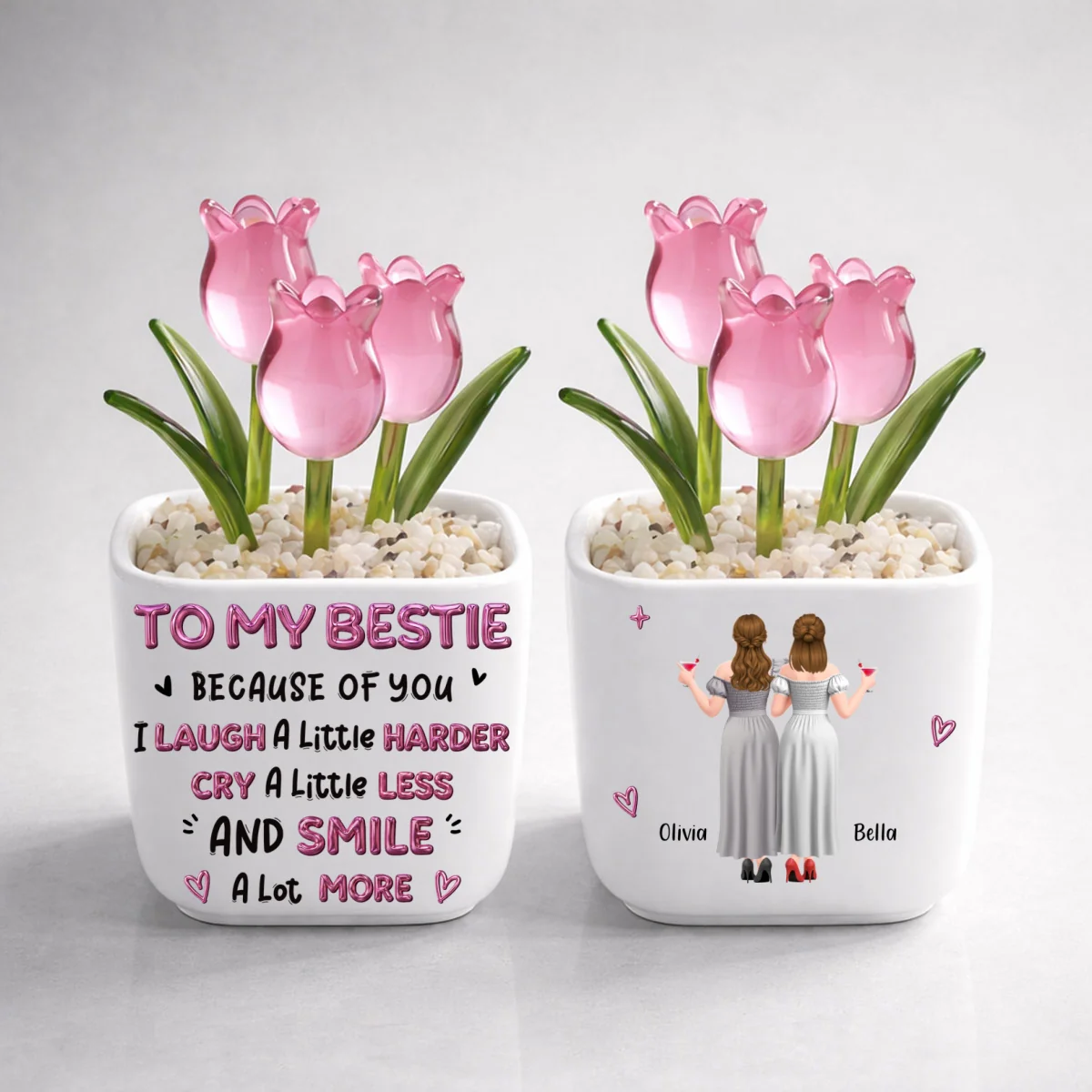 Smile More - Personalized Custom Glass Everlasting Tulips - Image 10