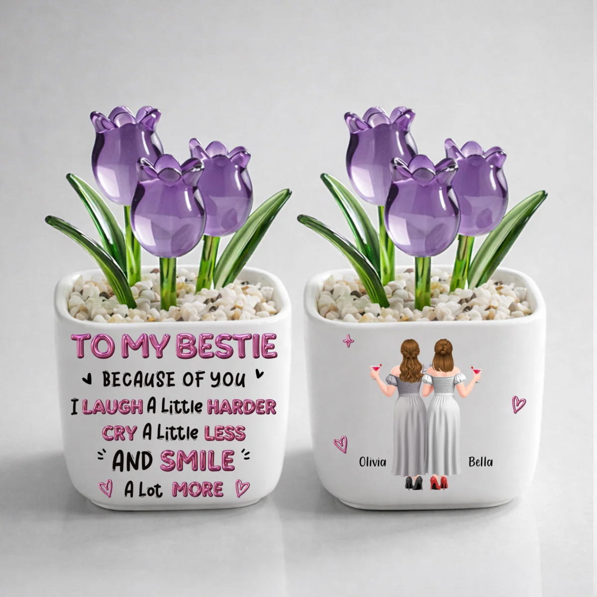 Smile More - Personalized Custom Glass Everlasting Tulips - Image 11