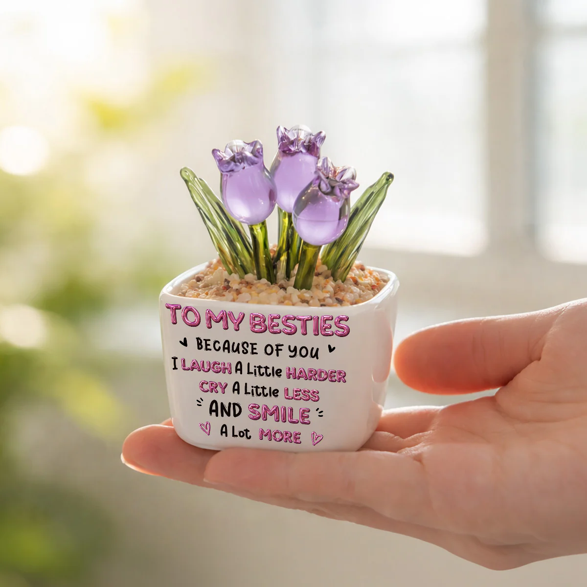 Smile More - Personalized Custom Glass Everlasting Tulips - Image 4