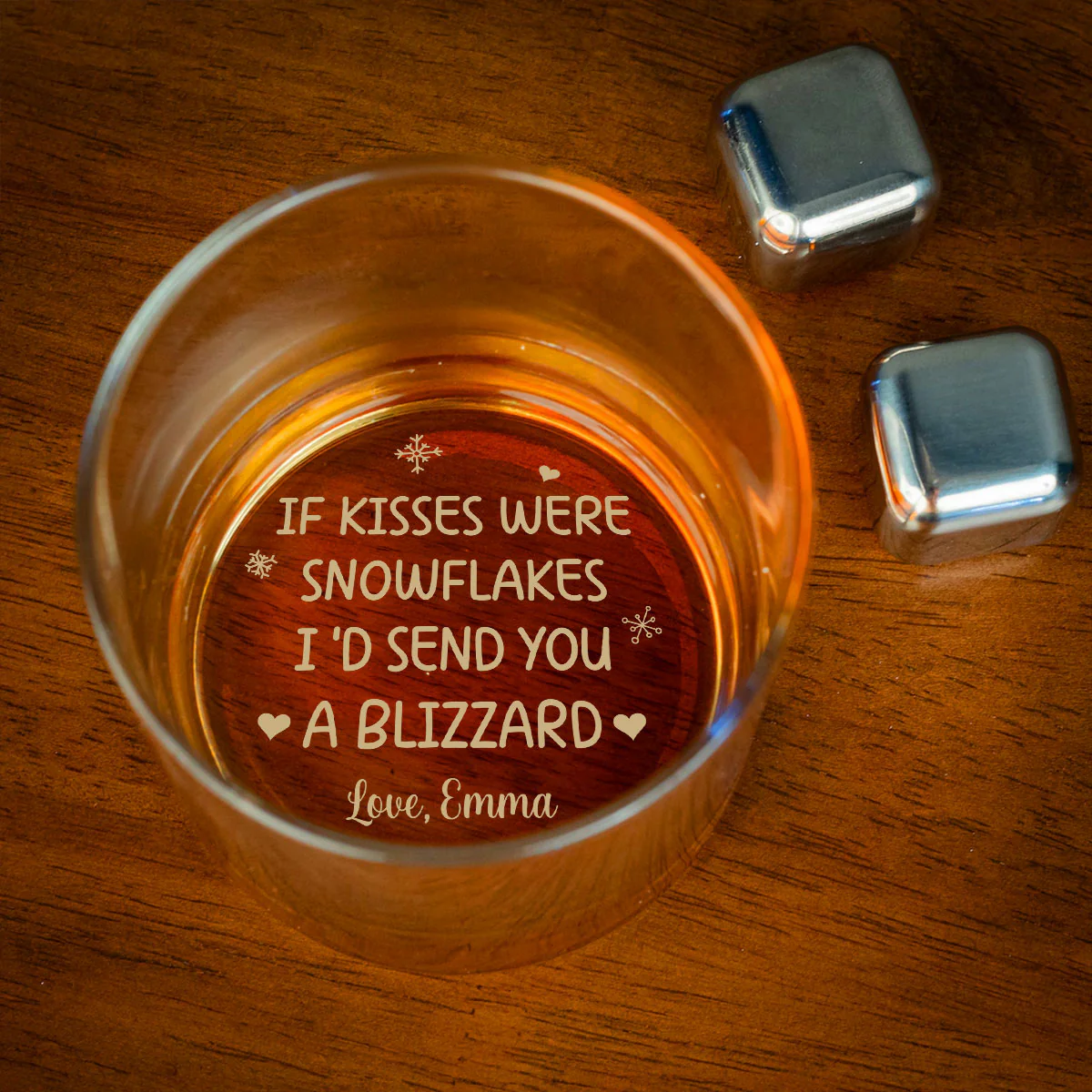 Snowflakes - Personalized Custom Engraved Whiskey Glass - Image 2