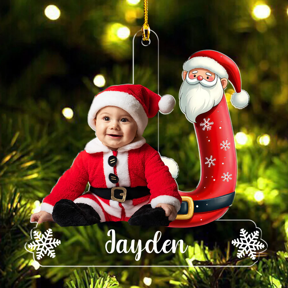 Snowman Christmas Photo - Personalized Custom Acrylic Ornament - Image 3