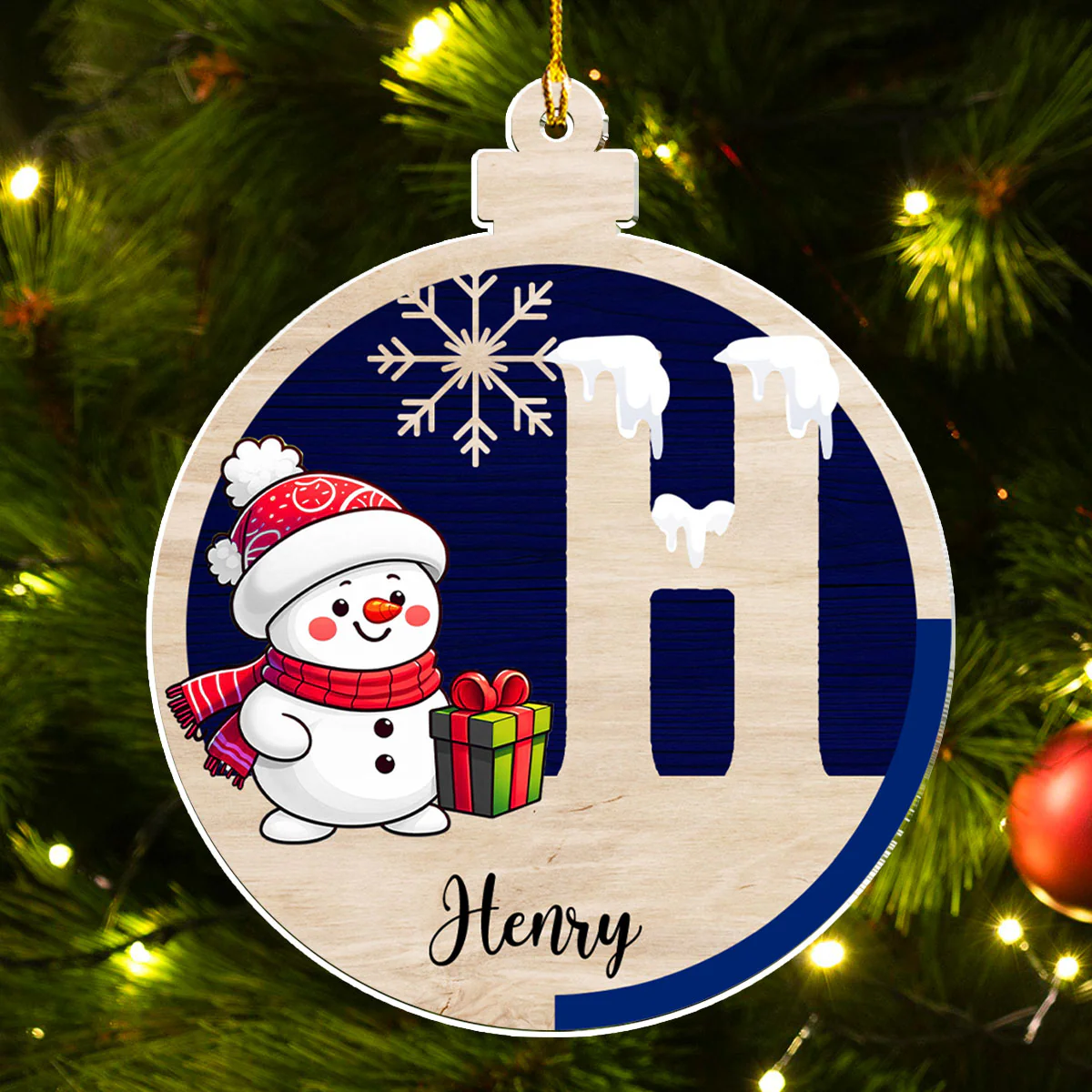 Snowman Family - Personalized Custom Acrylic Ornament - Image 4