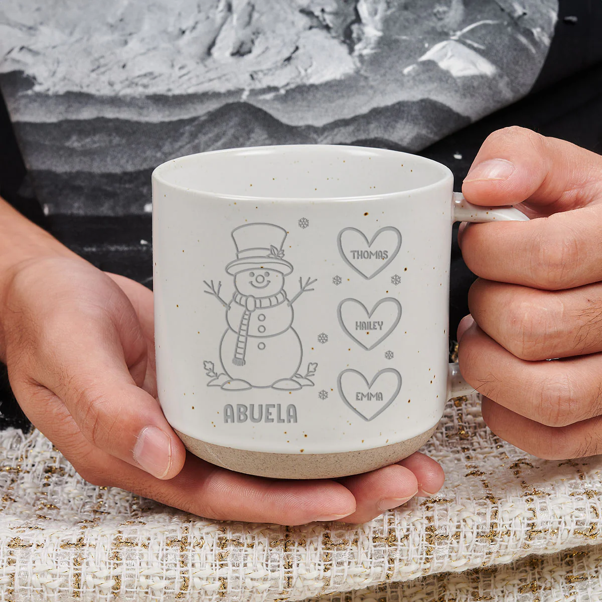 Snowman Grandma Ever - Personalized Custom Engraved Pottery Mug - Image 3