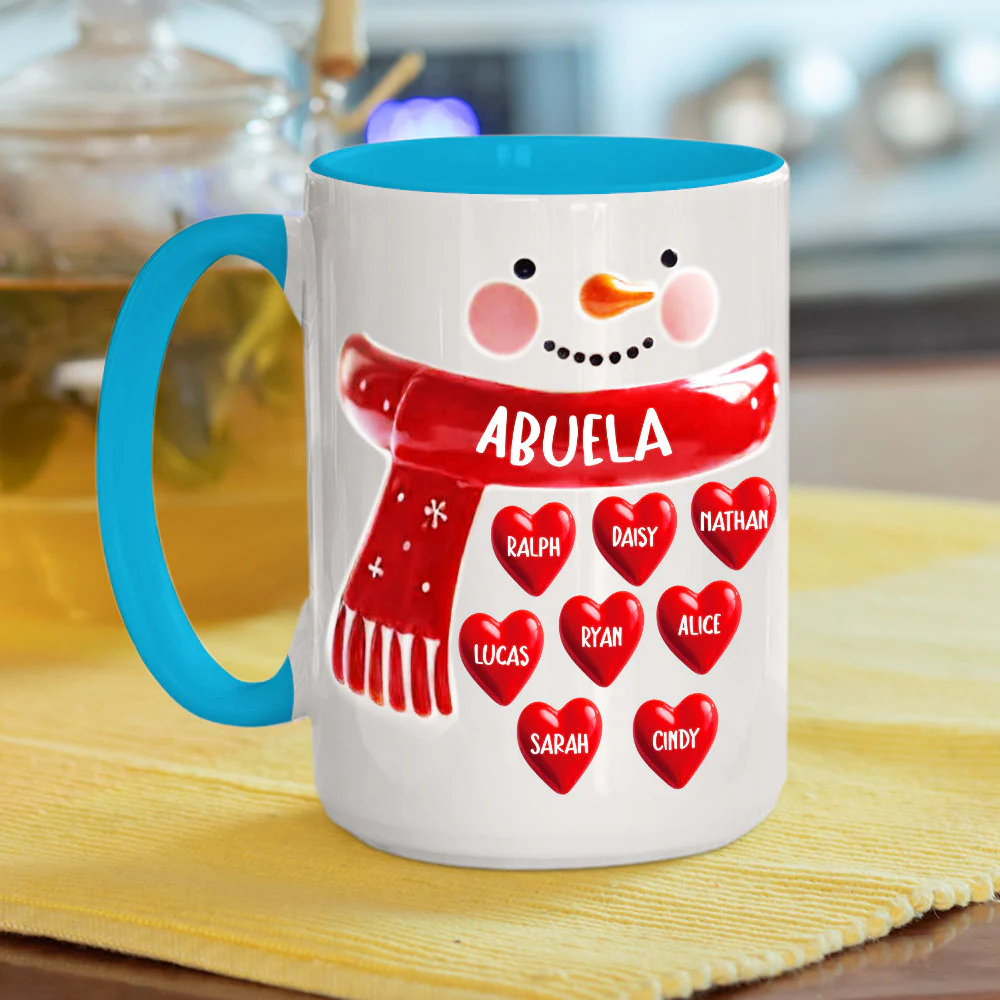 Snowman Grandma - Personalized Custom 3D Inflated Effect Accent Mug - Image 5