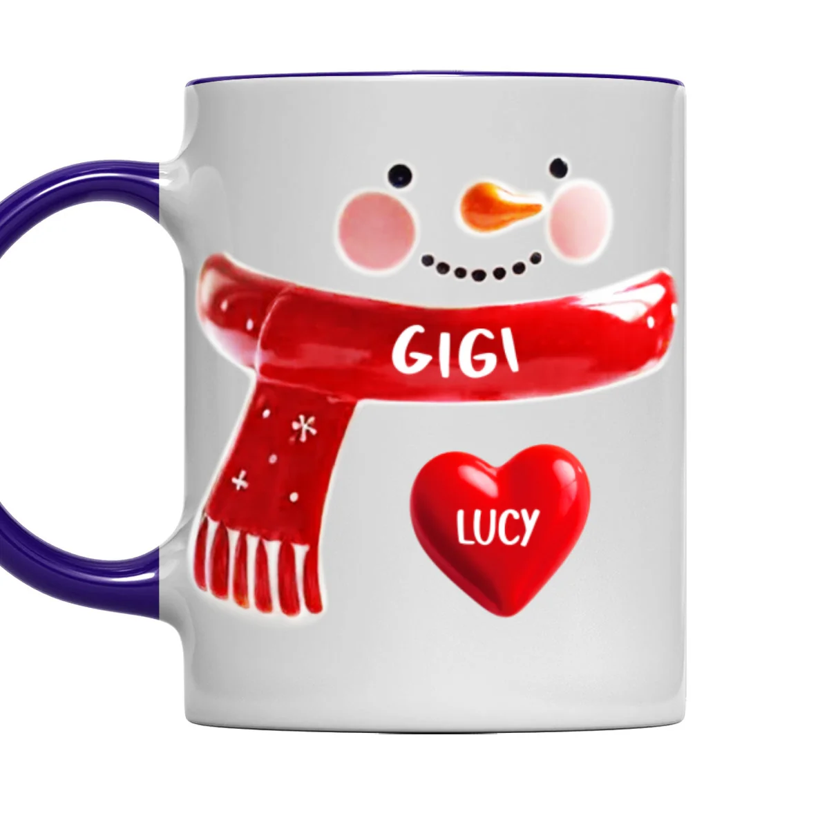 Snowman Grandma - Personalized Custom 3D Inflated Effect Accent Mug - Image 9