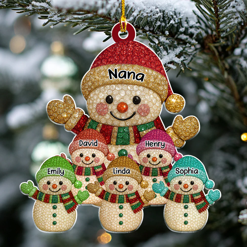 Snowman Grandma - Personalized Custom Acrylic Ornament - Image 3