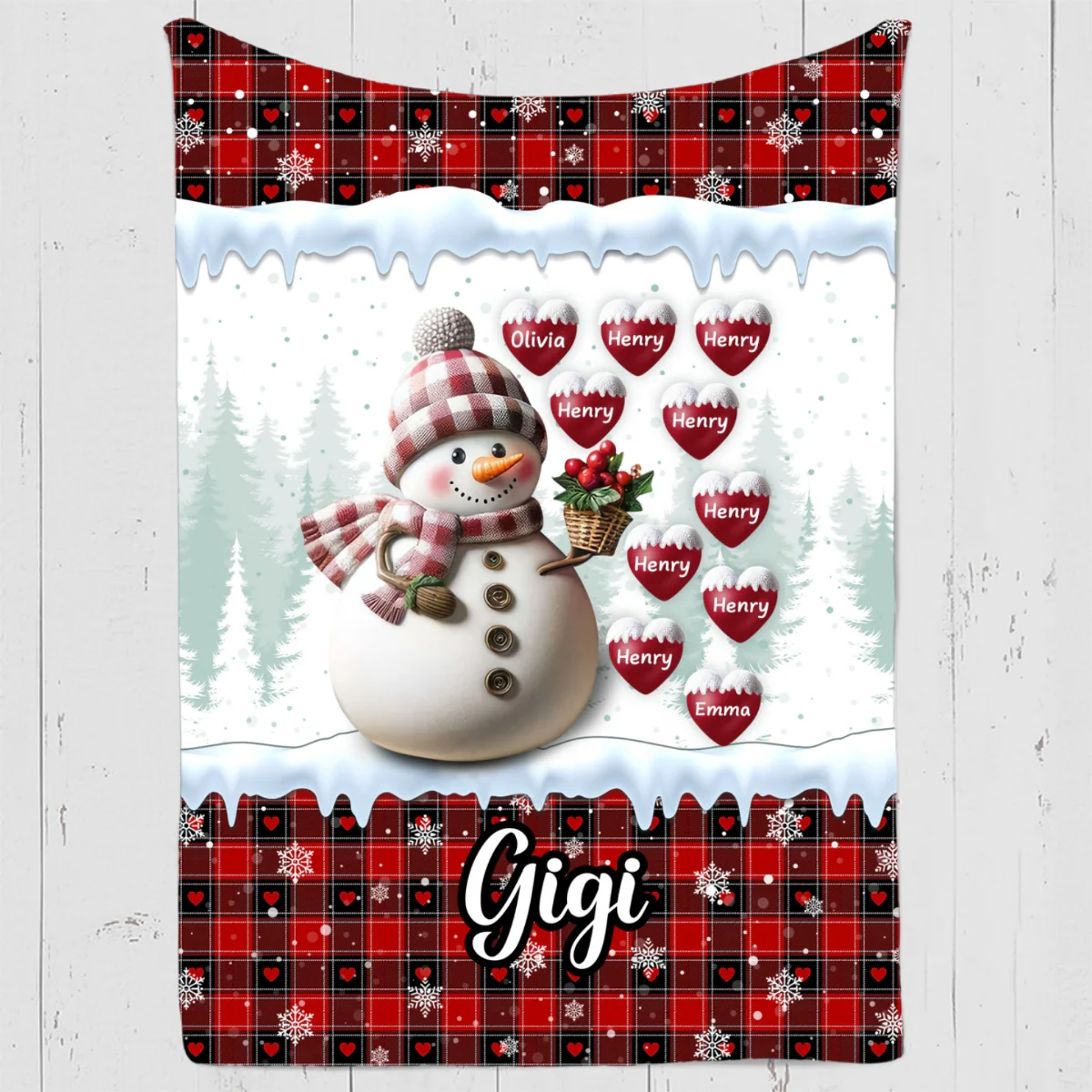 Snowman Grandma - Personalized Custom Fleece Blanket - Image 3