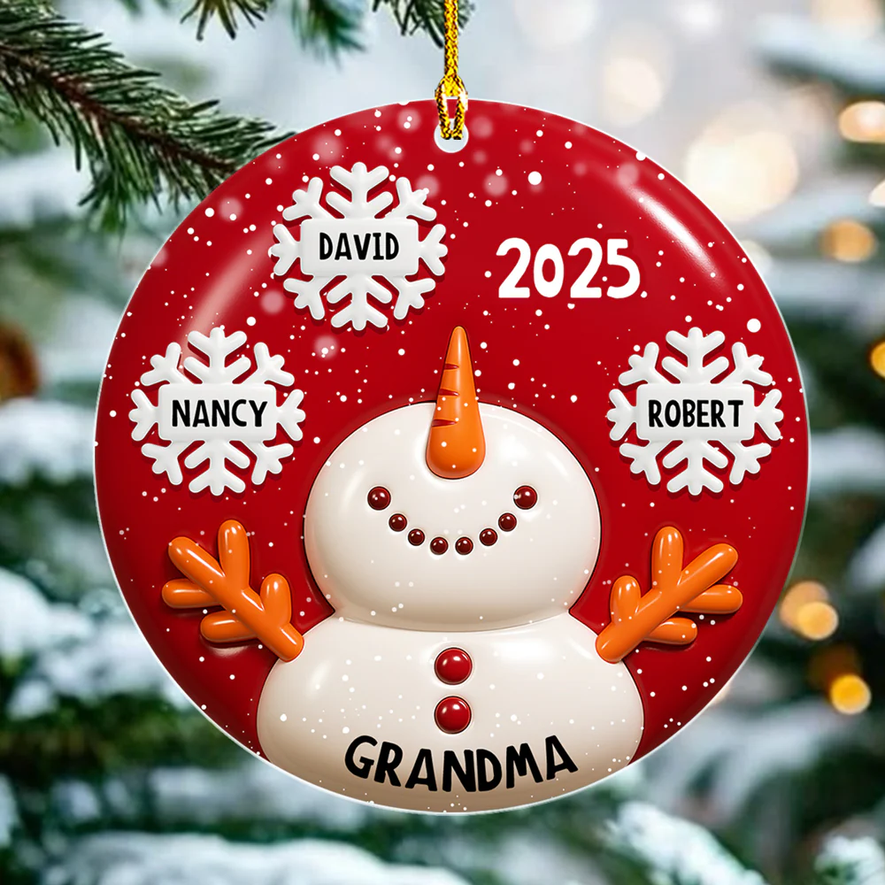 Snowy Kids - Personalized Custom 3D Inflated Effect Acrylic Ornament - Image 3
