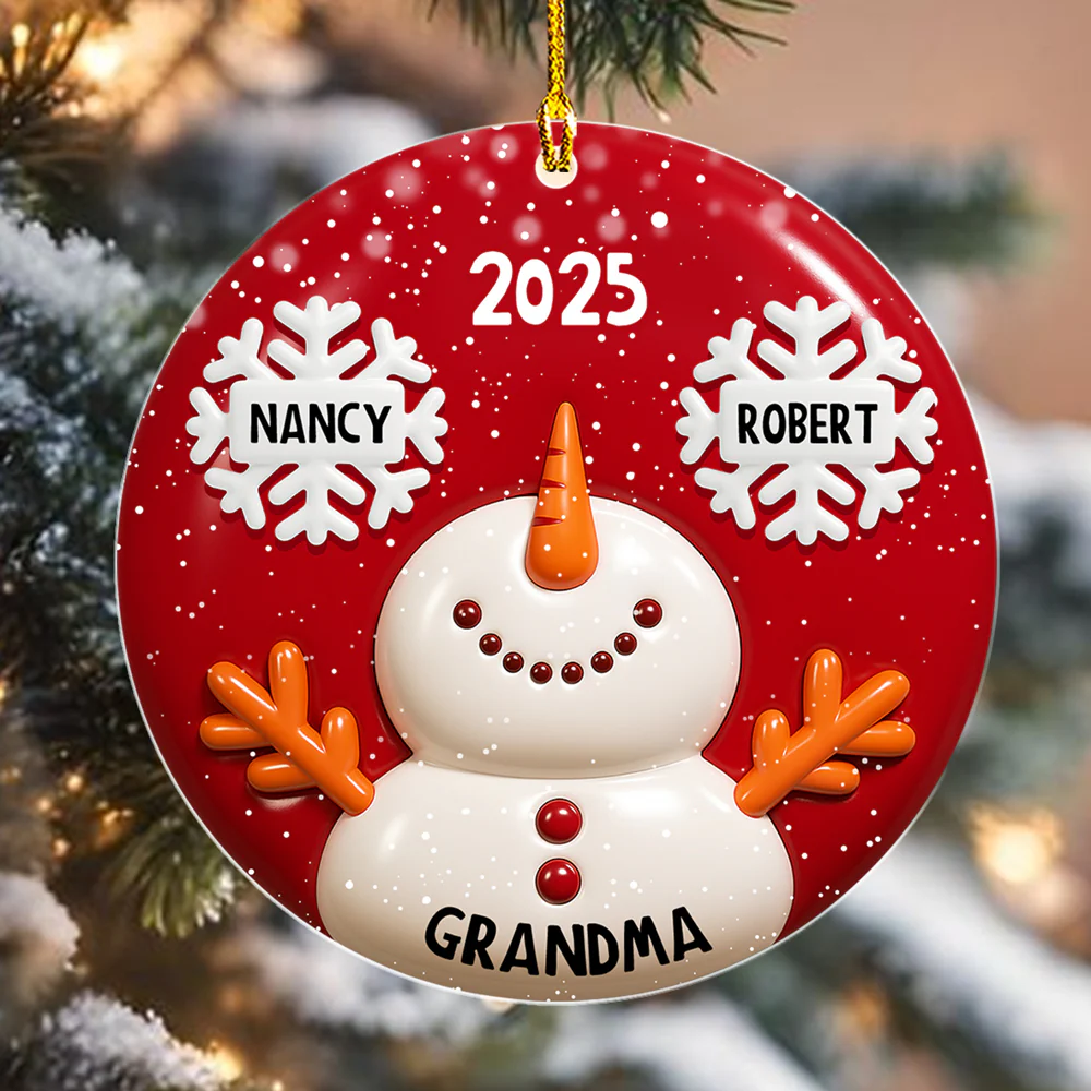 Snowy Kids - Personalized Custom 3D Inflated Effect Acrylic Ornament - Image 4