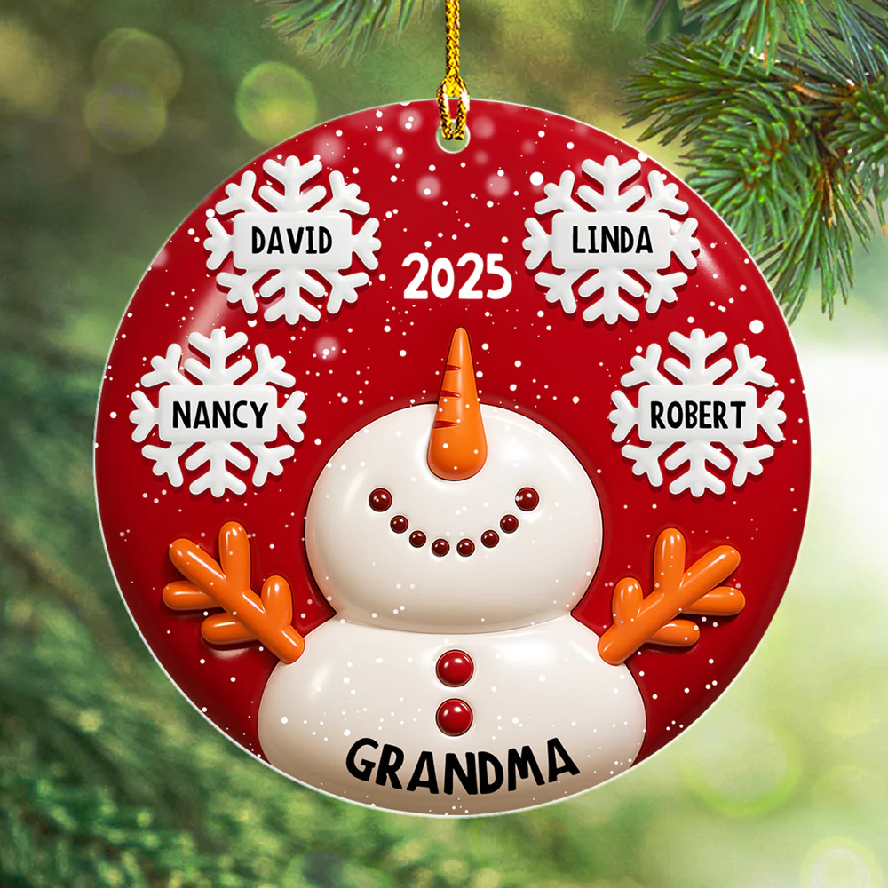 Snowy Kids - Personalized Custom 3D Inflated Effect Acrylic Ornament - Image 5