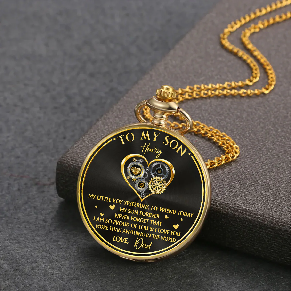 So Proud Of You My Son - Personalized Custom Print Pocket Watch - Image 3