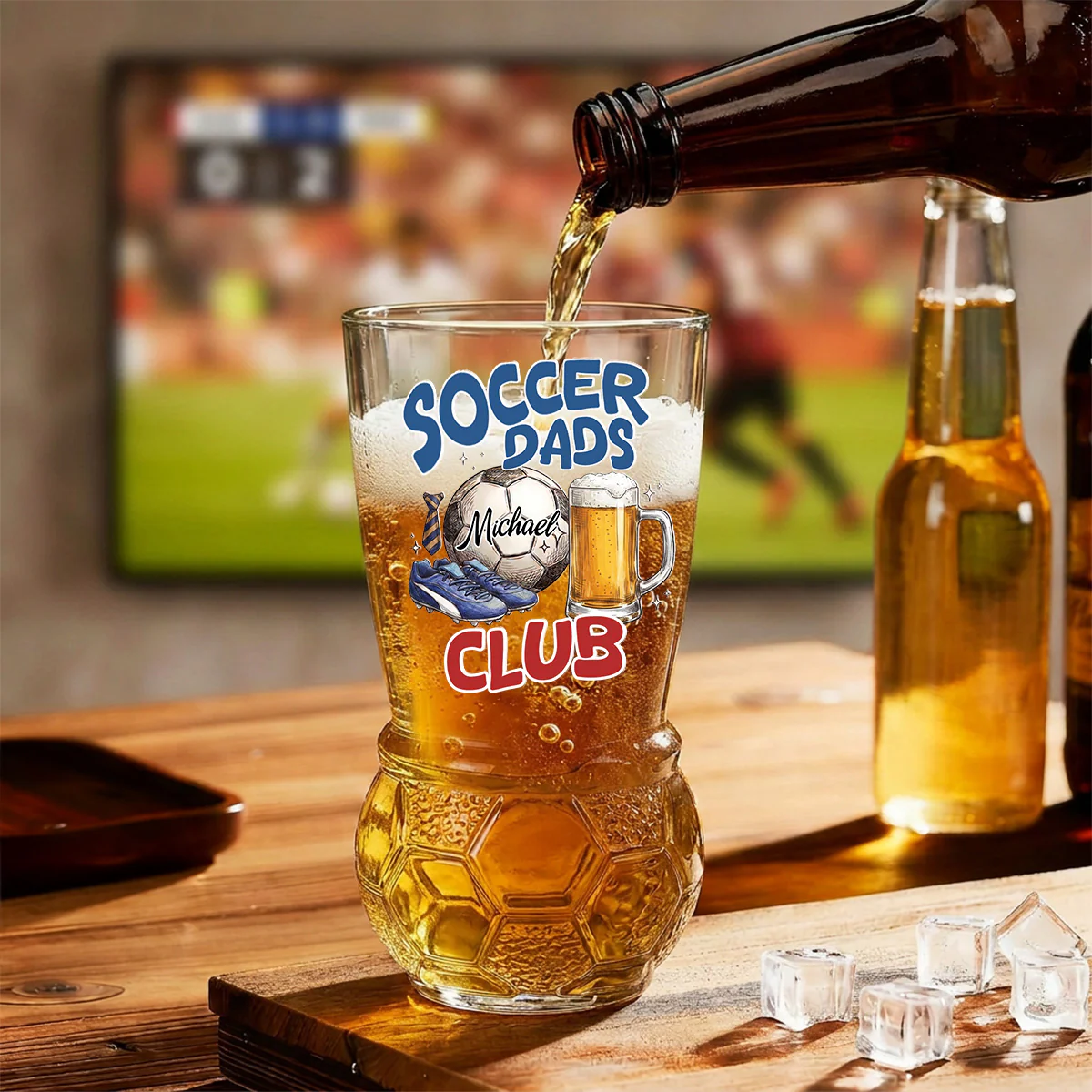 Soccer Dads Club - Personalized Custom Football Beer Glass - Image 3