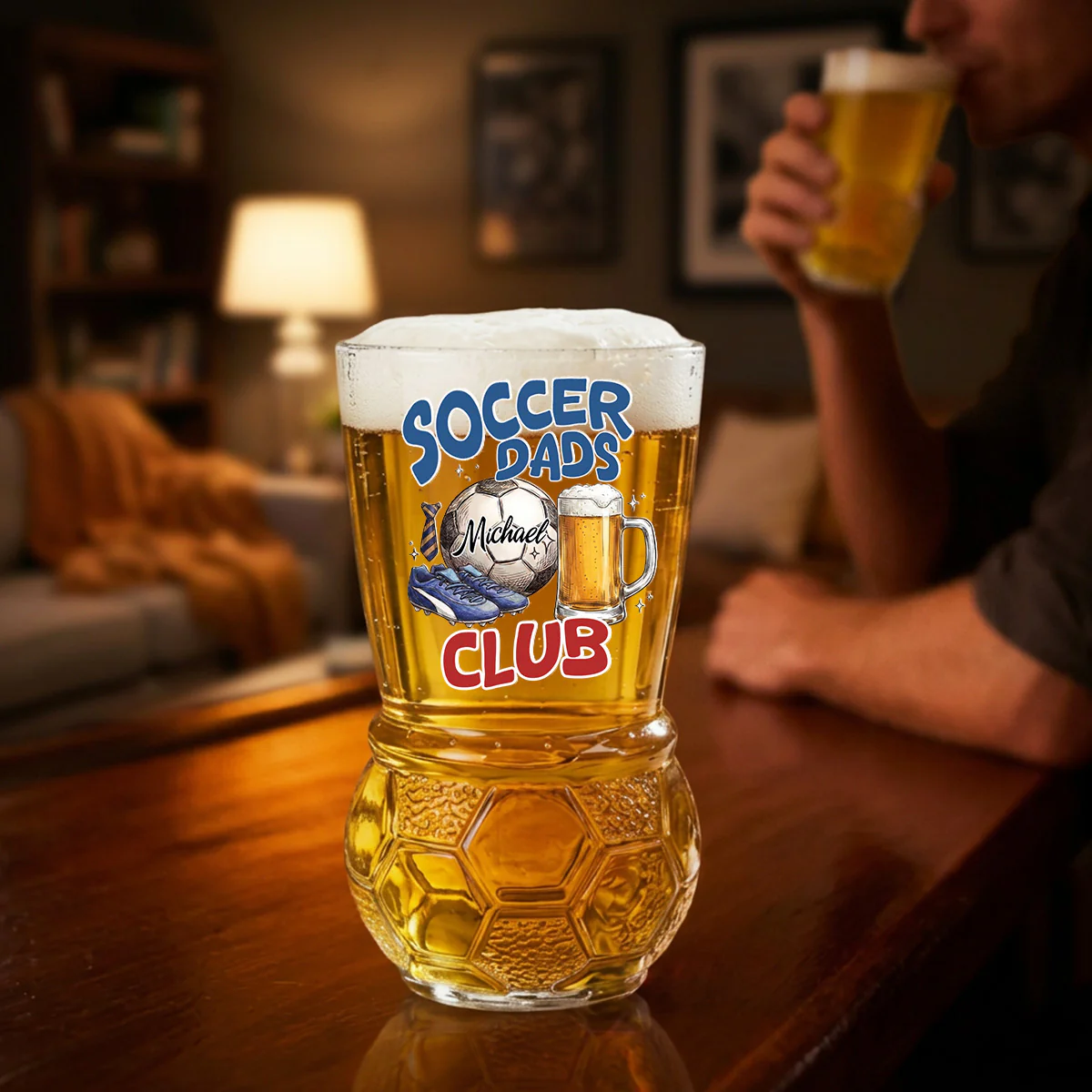 Soccer Dads Club - Personalized Custom Football Beer Glass - Image 4