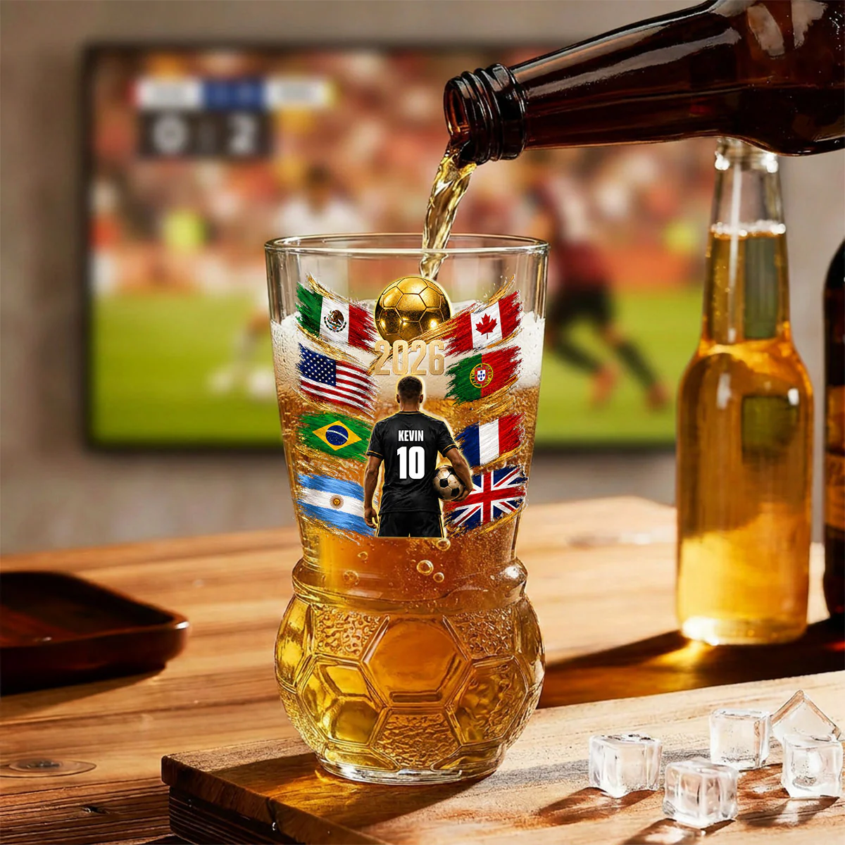 Soccer Fan - Personalized Custom Football Beer Glass - Image 4