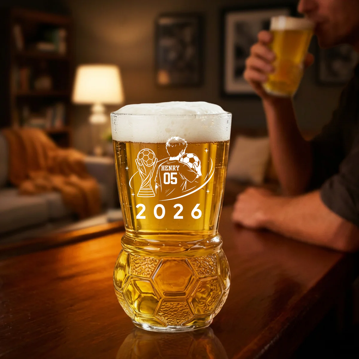 Soccer Lover - Personalized Custom Football Beer Glass - Image 5