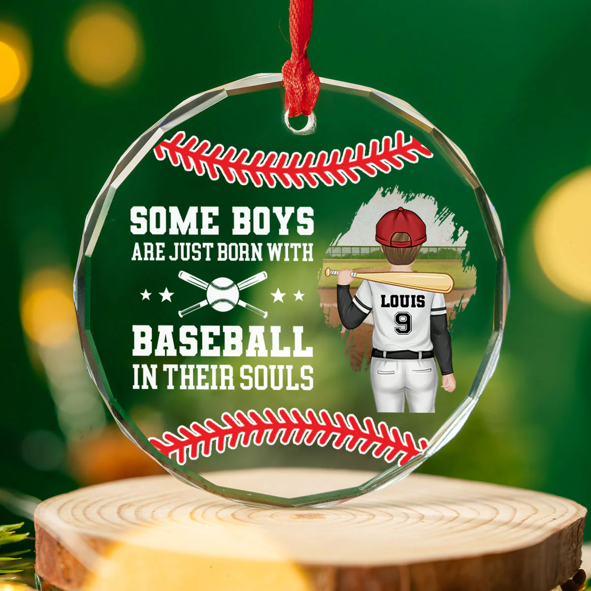Some Boys Are Just Born With Baseball In Their Souls - Personalized Custom Glass Ornament - Image 4