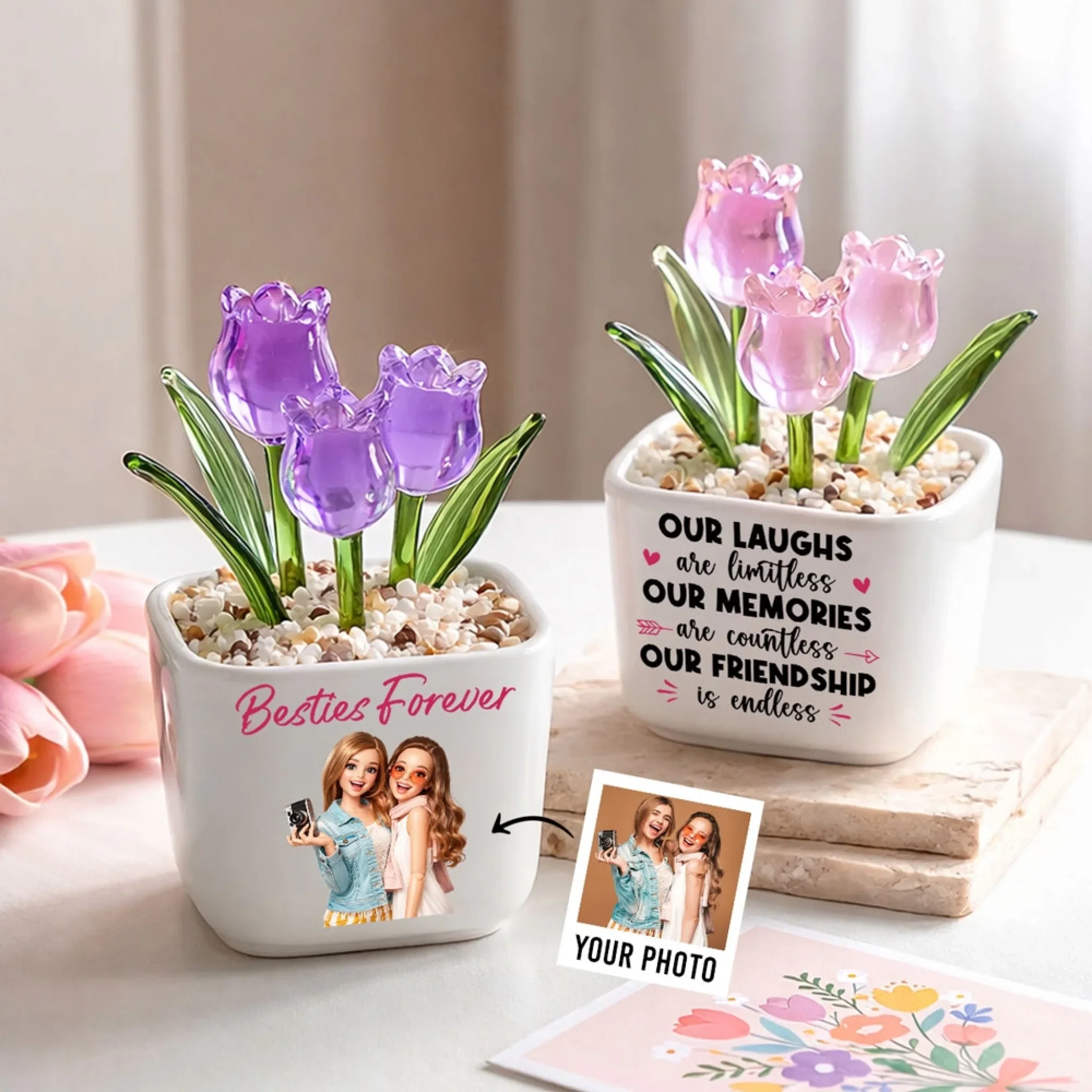 Soul Sisters - Personalized Custom Glass Everlasting Tulips