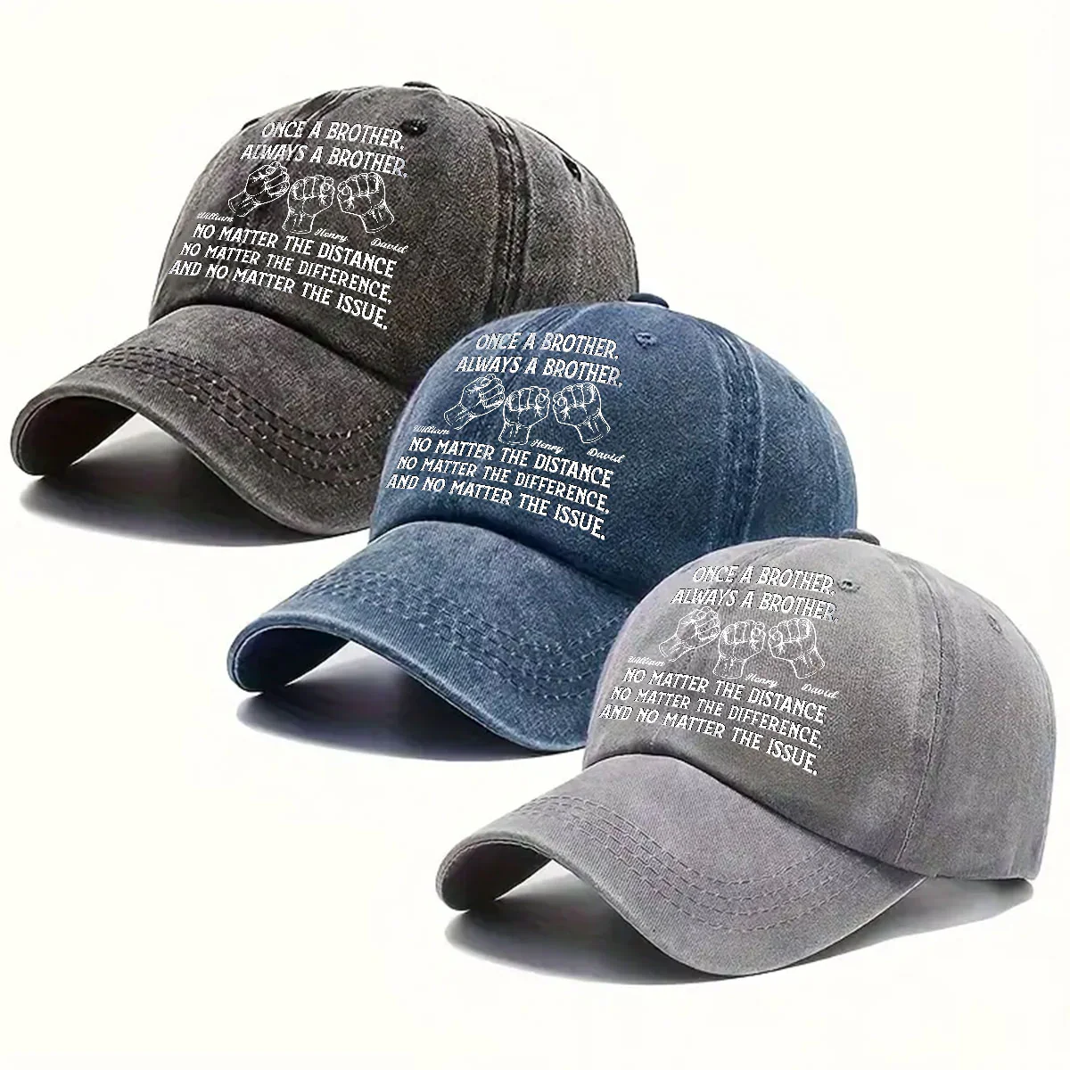 Soulmate Best Friend - Personalized Custom Vintage Washed Denim Cap - Image 4