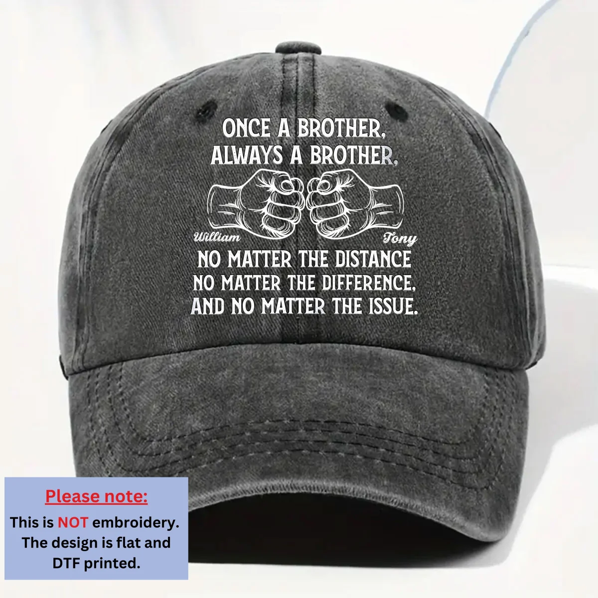 Soulmate Best Friend - Personalized Custom Vintage Washed Denim Cap - Image 7